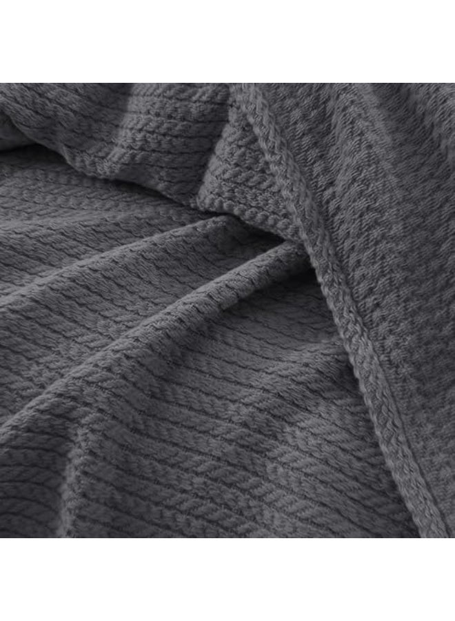 Relax Premium Egyptian Cotton Orchid Throw Blanket Ultra Soft And Lightweight With Elegant Woven Design King Size 255 × 225 cm Perfect For Bed Sofa And Couch  Grey Color - Image 2